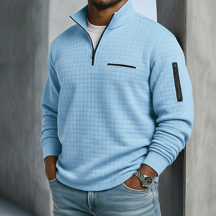 Elliot - Men's Quarter Zip Waffle Knit Jumper