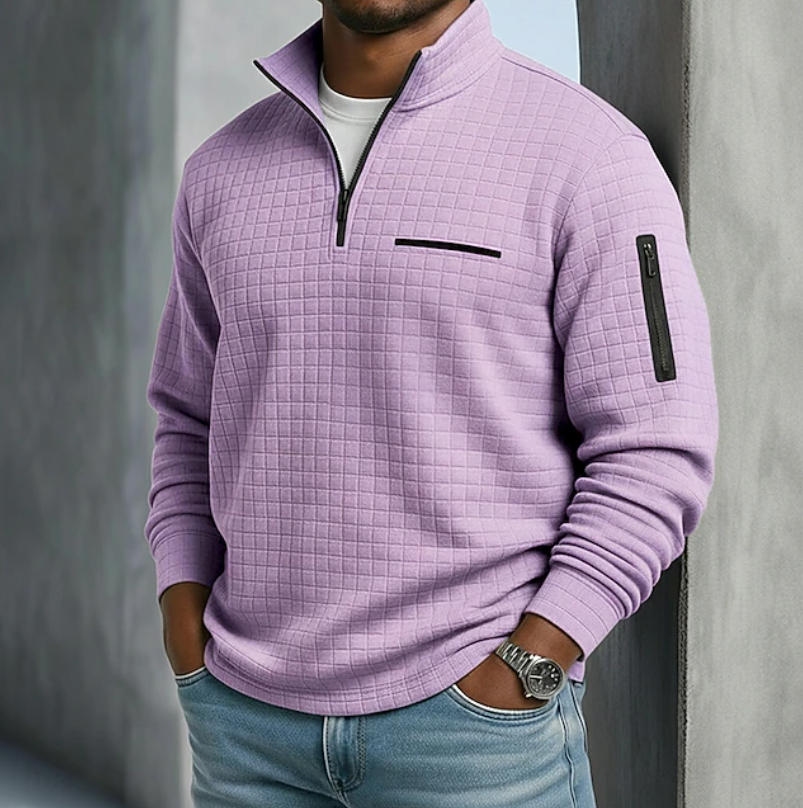 Elliot - Men's Quarter Zip Waffle Knit Jumper