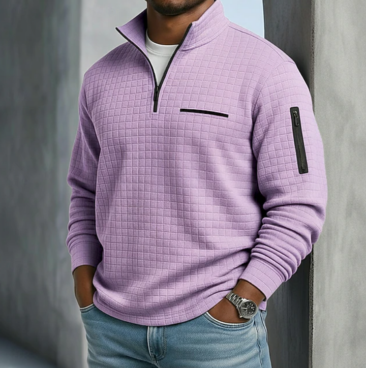 Elliot - Men's Quarter Zip Waffle Knit Jumper