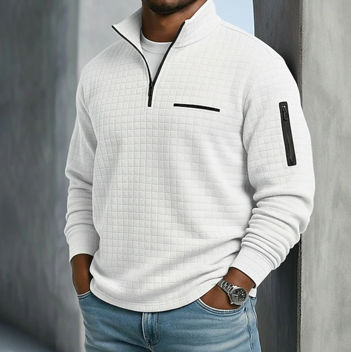Elliot - Men's Quarter Zip Waffle Knit Jumper