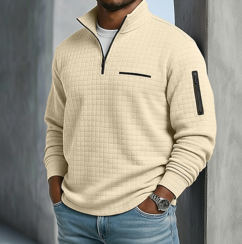 Elliot - Men's Quarter Zip Waffle Knit Jumper