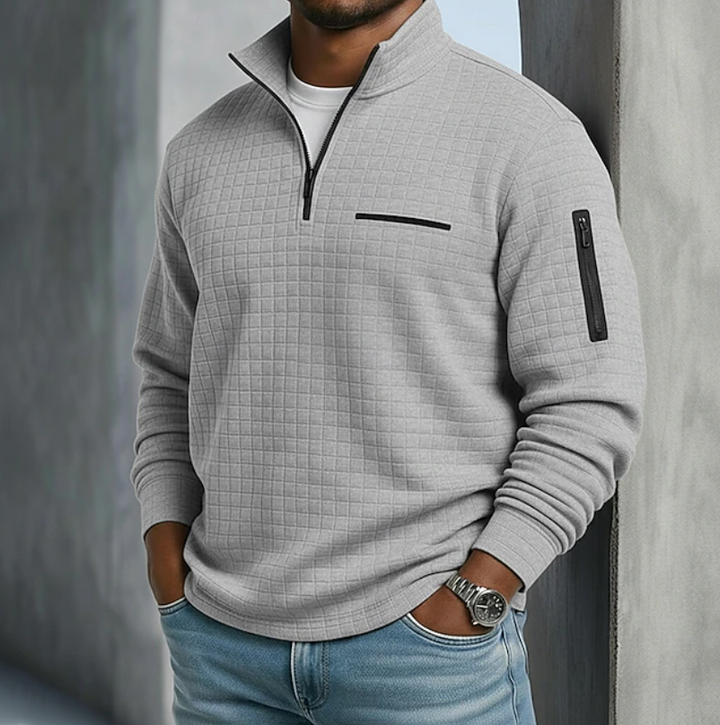 Elliot - Men's Quarter Zip Waffle Knit Jumper