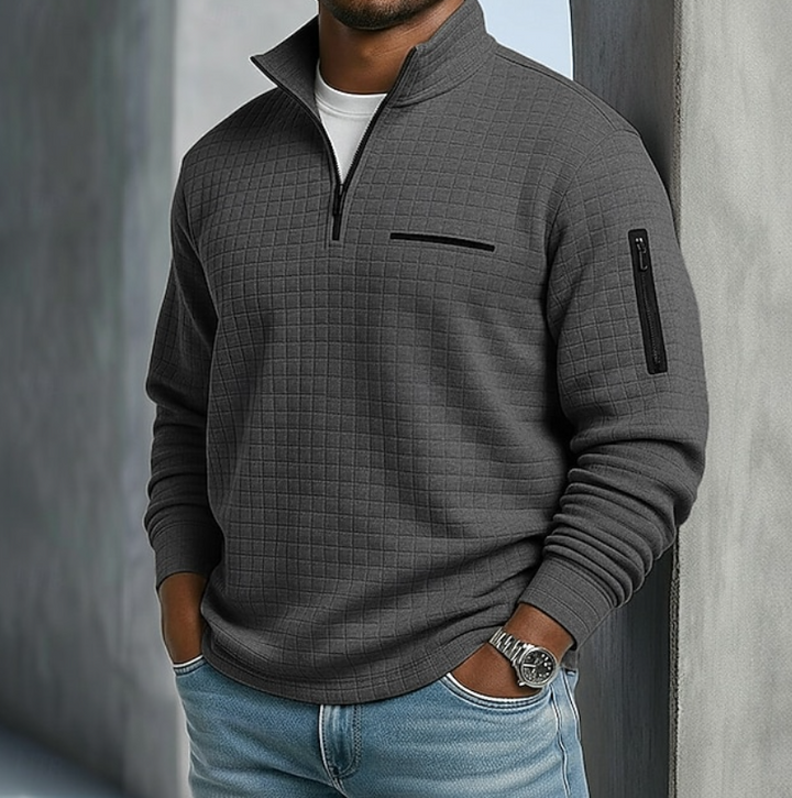 Elliot - Men's Quarter Zip Waffle Knit Jumper