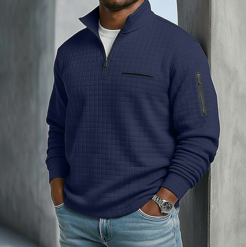 Elliot - Men's Quarter Zip Waffle Knit Jumper