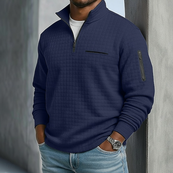 Elliot - Men's Quarter Zip Waffle Knit Jumper