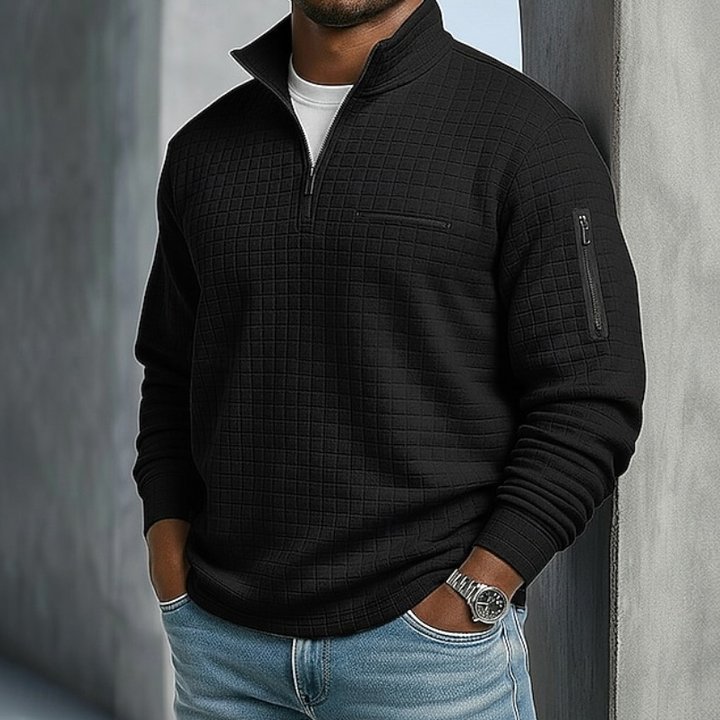 Elliot - Men's Quarter Zip Waffle Knit Jumper