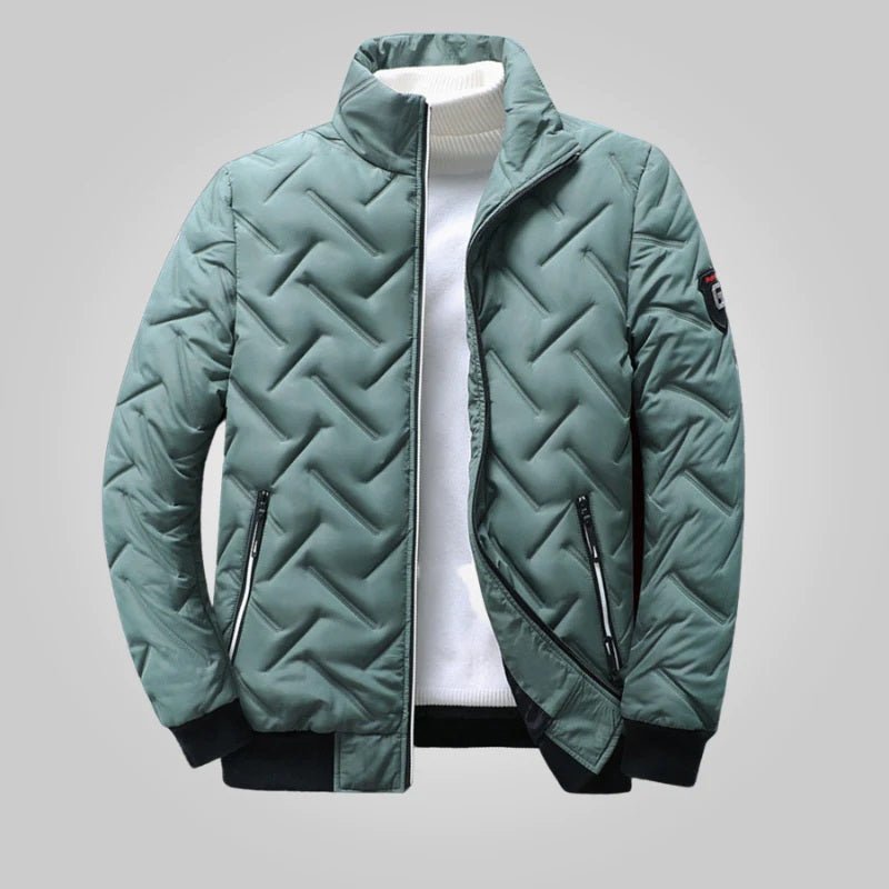 Men's Quilted Bomber Jacket with Zip Pockets in Green