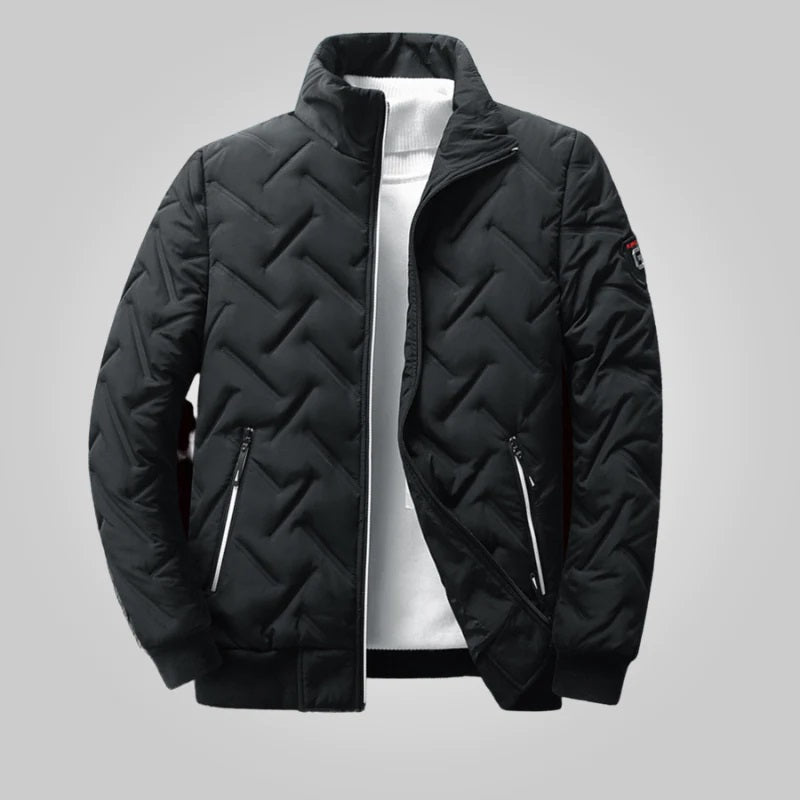 Men's Quilted Bomber Jacket with Zip Pockets