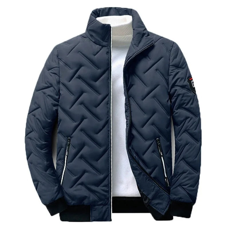 Men's Quilted Bomber Jacket with Zip Pockets