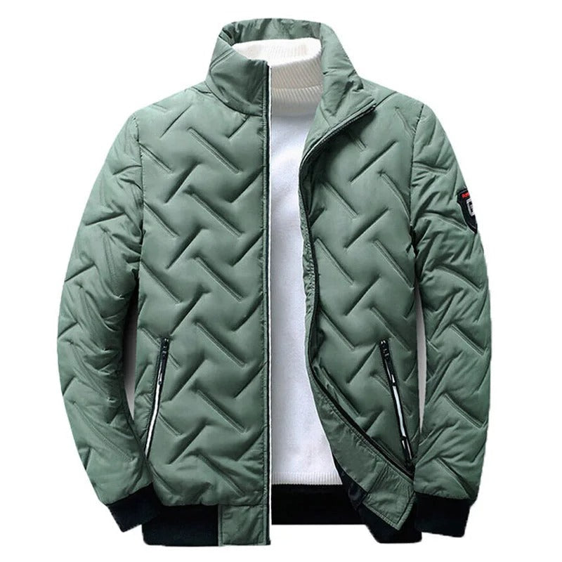 Men's Quilted Bomber Jacket with Zip Pockets