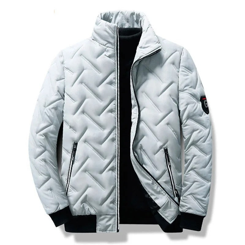 Men's Quilted Bomber Jacket with Zip Pockets