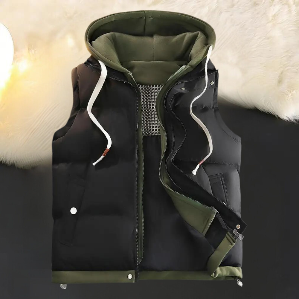 Men's Relaxed Hooded Cardigan in Black