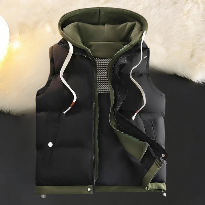 Men's Relaxed Hooded Cardigan in Black