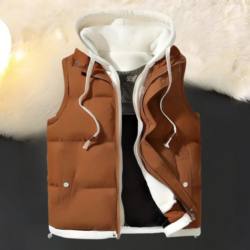 Men's Relaxed Hooded Cardigan in Caramel
