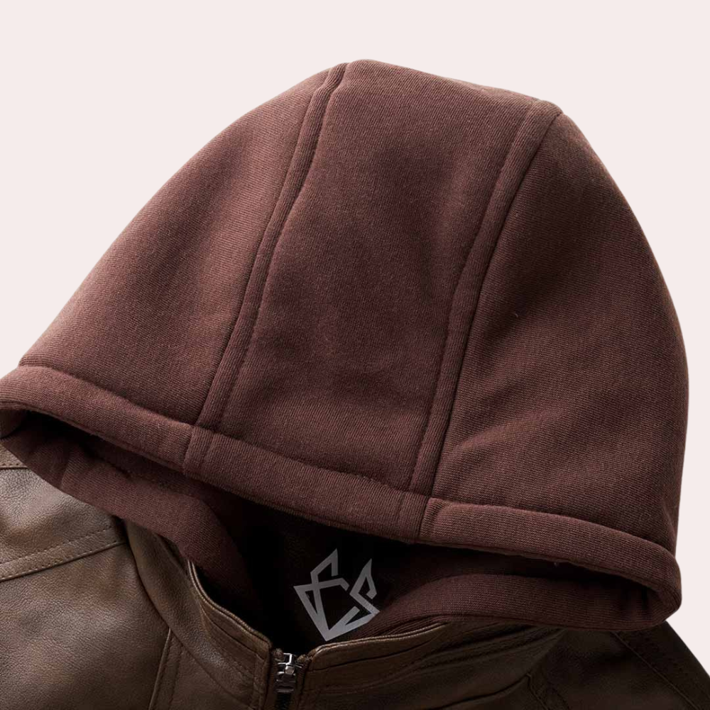 Men's Relaxed Hooded Jacket with Roll Neck