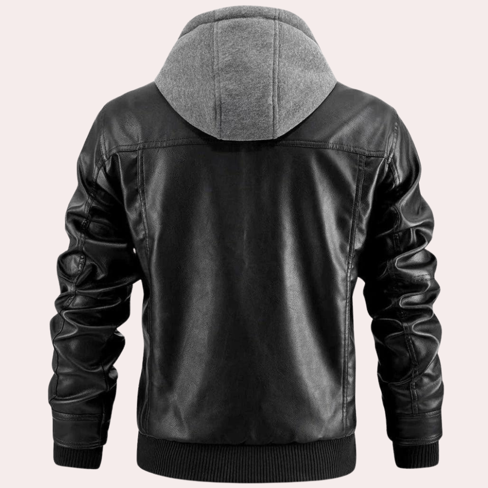 Men's Relaxed Hooded Jacket with Roll Neck