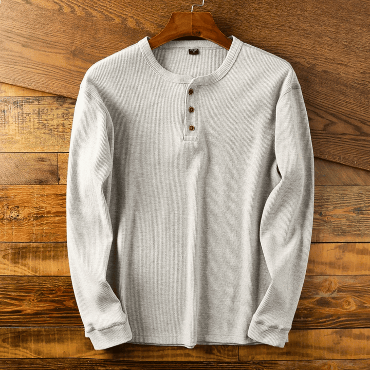 Frank - Men's Ribbed Henley Top with Button Placket