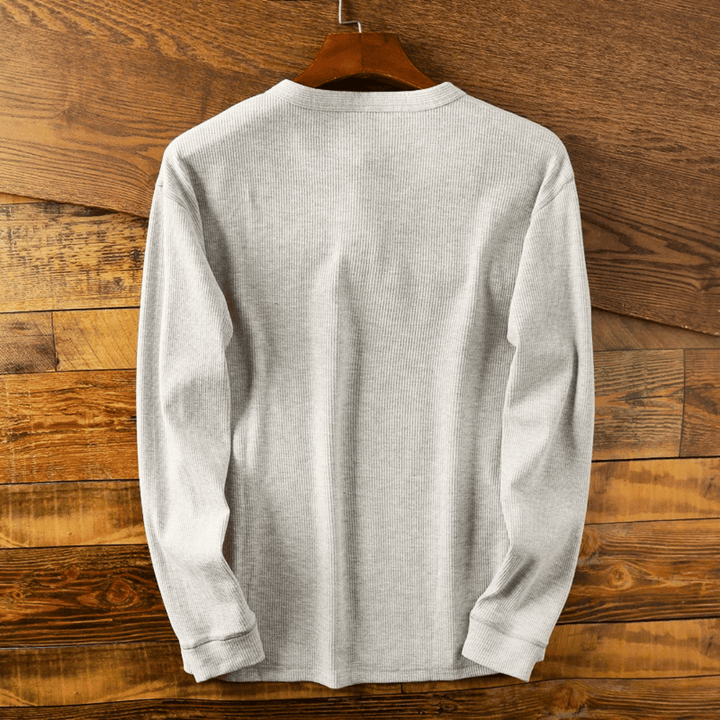 Frank - Men's Ribbed Henley Top with Button Placket