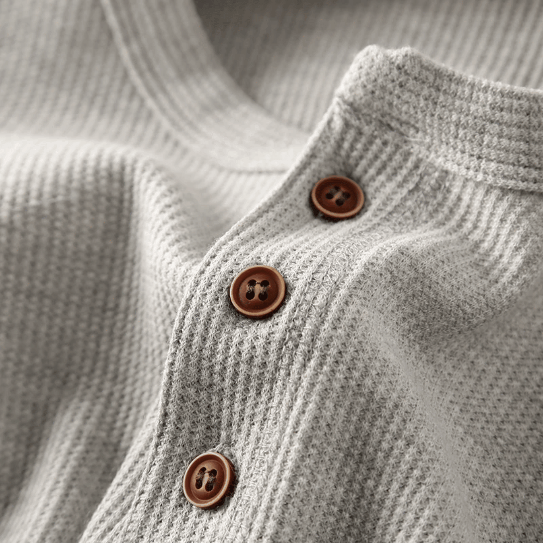 Frank - Men's Ribbed Henley Top with Button Placket