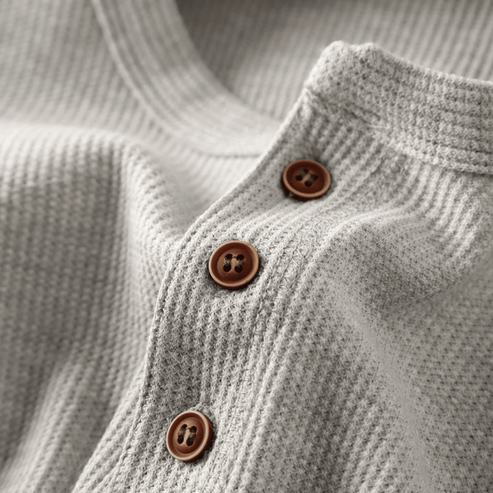 Frank - Men's Ribbed Henley Top with Button Placket
