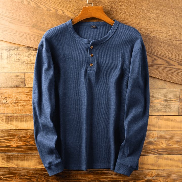Frank - Men's Ribbed Henley Top with Button Placket