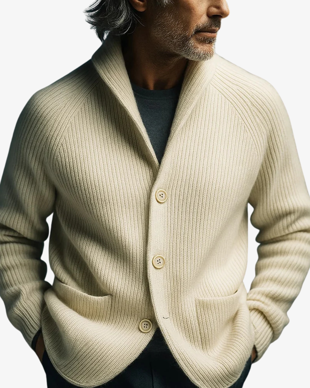 Men's Shawl Collar Button Cardigan with Pockets - photo 9