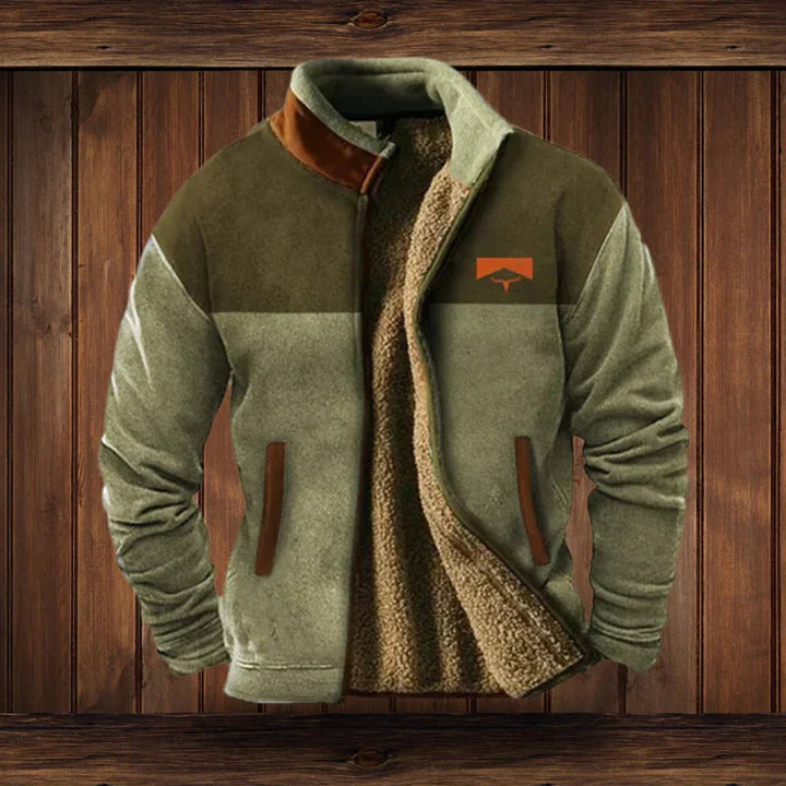 Hugh - Men's Sherpa Lined Aztec Print Zip Jacket