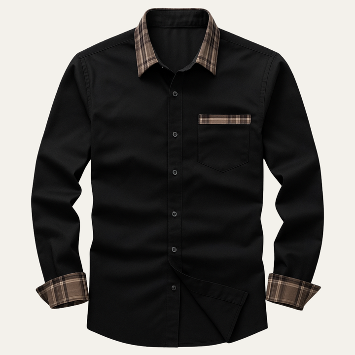 Men's Shirt with Check Collar and Cuffs