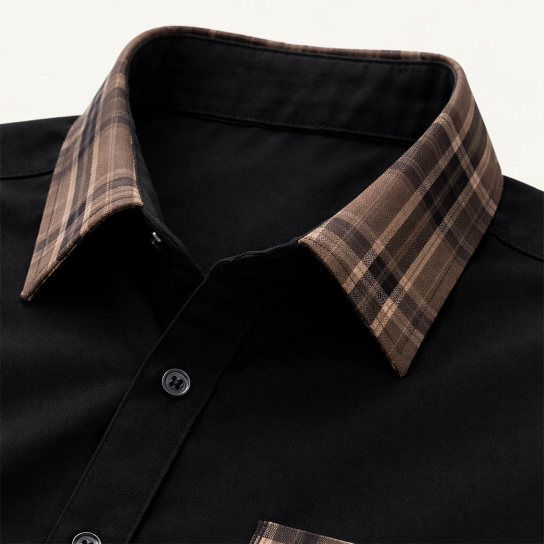 Men's Shirt with Check Collar and Cuffs
