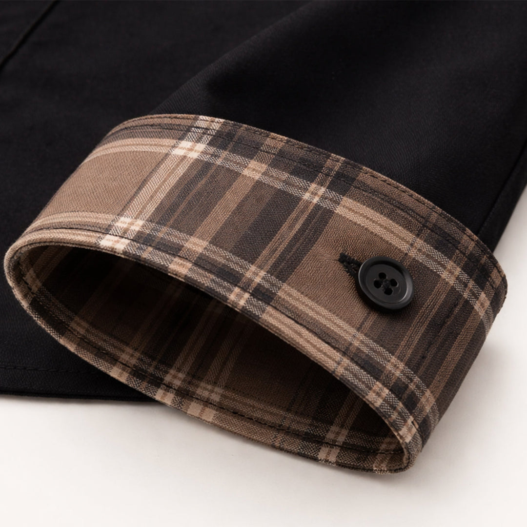 Men's Shirt with Check Collar and Cuffs