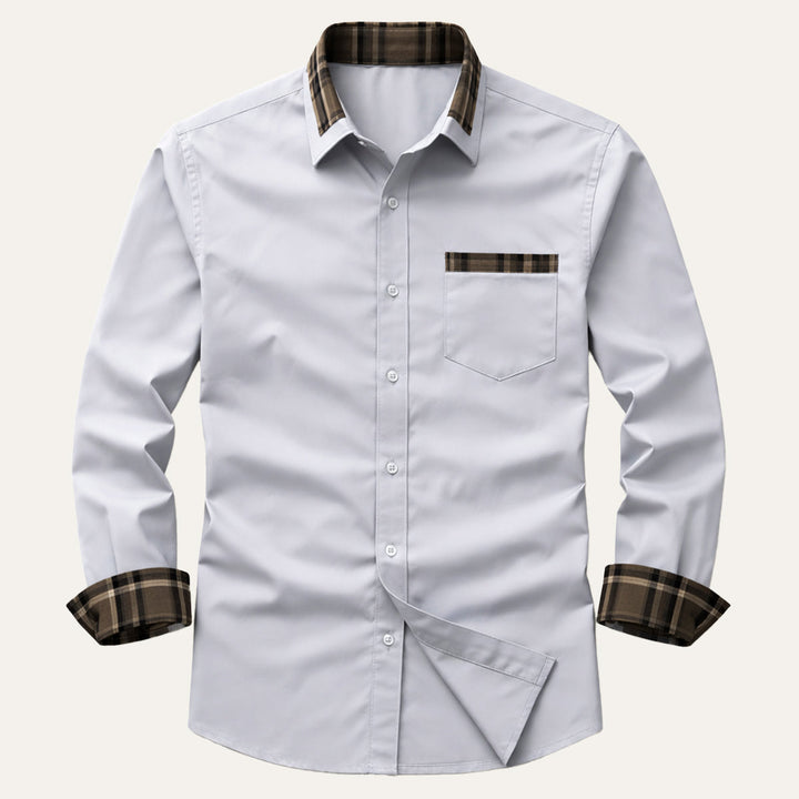 Men's Shirt with Check Collar and Cuffs