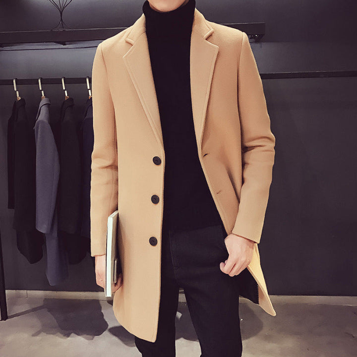 Men's Single-Breasted Coat with Concealed Placket - photo 1