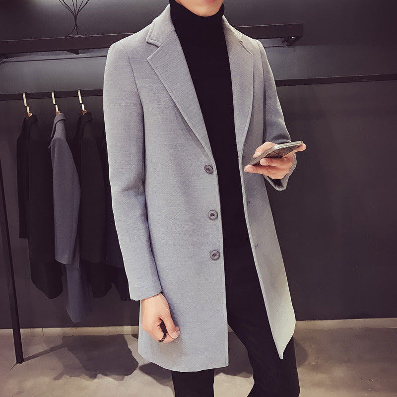 Men's Single-Breasted Coat with Concealed Placket - photo 2