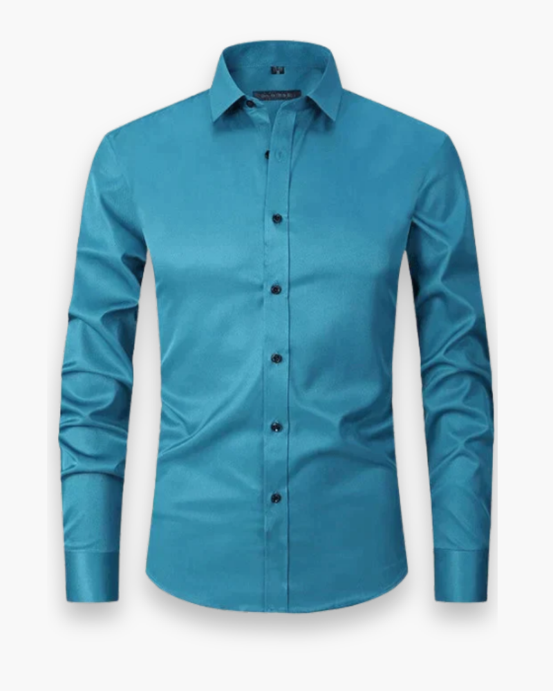 Men's Slim Fit Button-Up Shirt with Stand Collar - photo 6