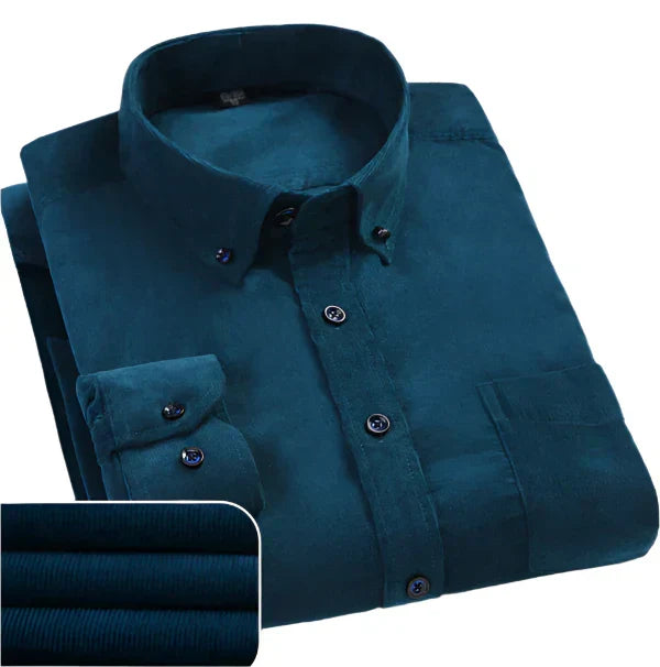 Men's Slim Fit Dress Shirt with Structured Collar - Turquoise
