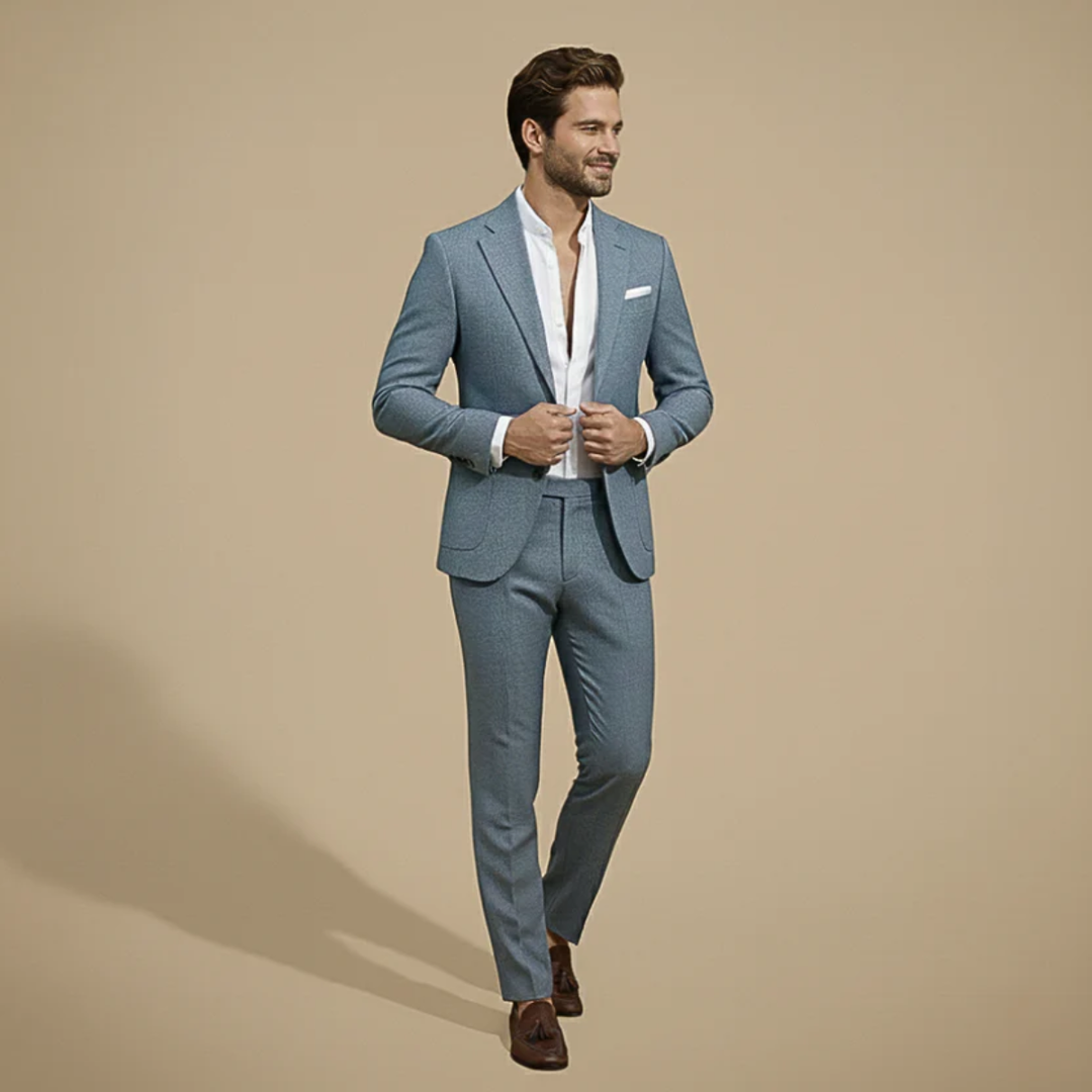 Men's Slim Fit Two-Piece Suit - Blue