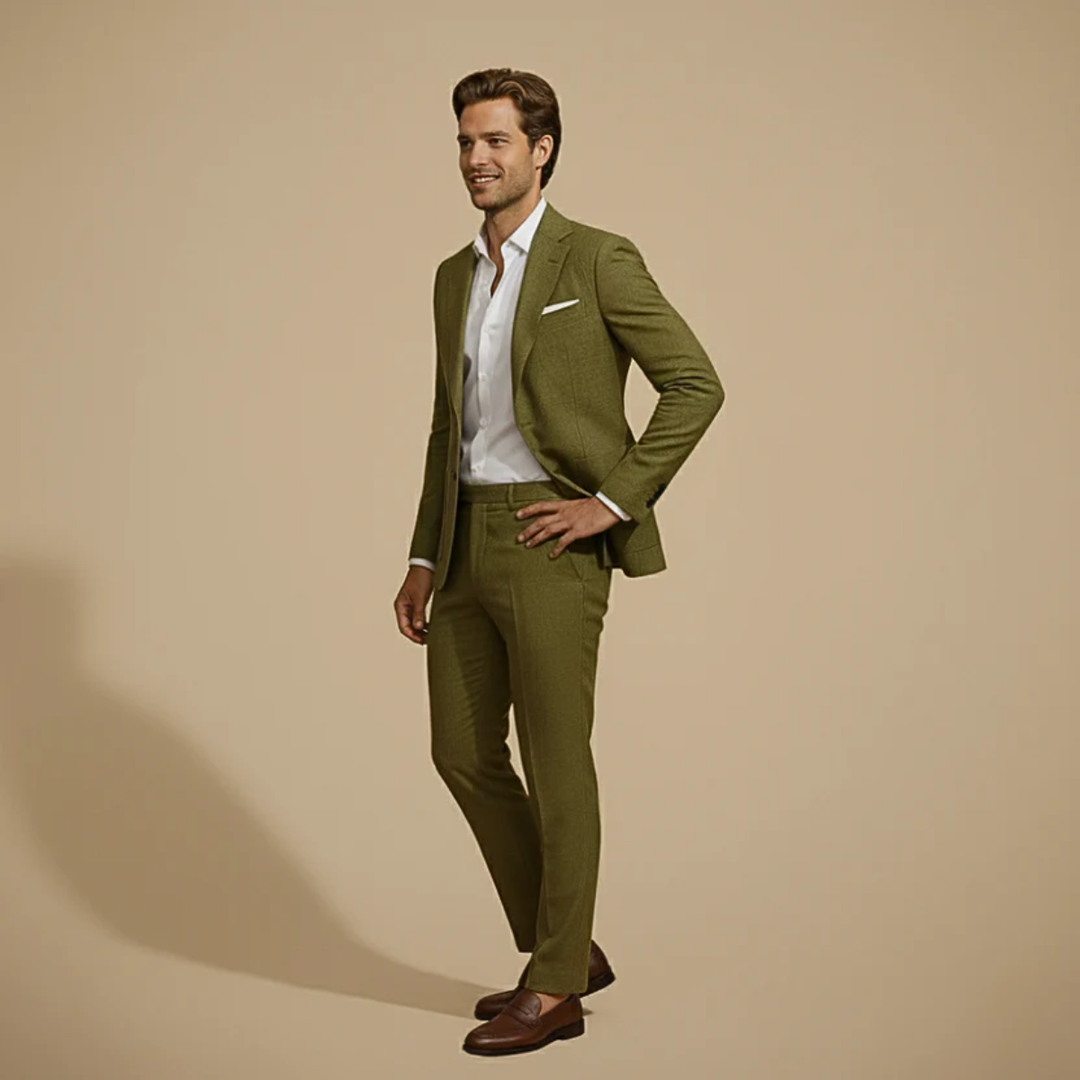 Men's Slim Fit Two-Piece Suit - Green