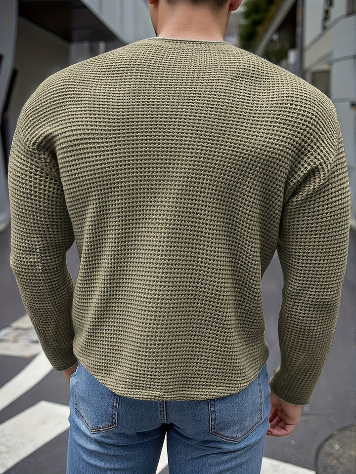 Men's Slim-Fit Waffle Knit Long Sleeve Top - photo 10