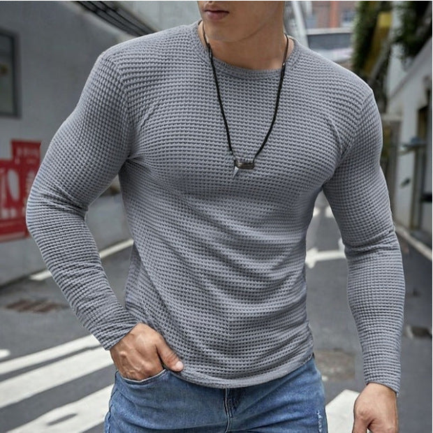 Men's Slim-Fit Waffle Knit Long Sleeve Top - photo 5