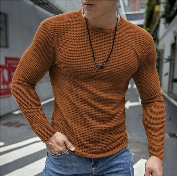 Men's Slim-Fit Waffle Knit Long Sleeve Top - photo 7