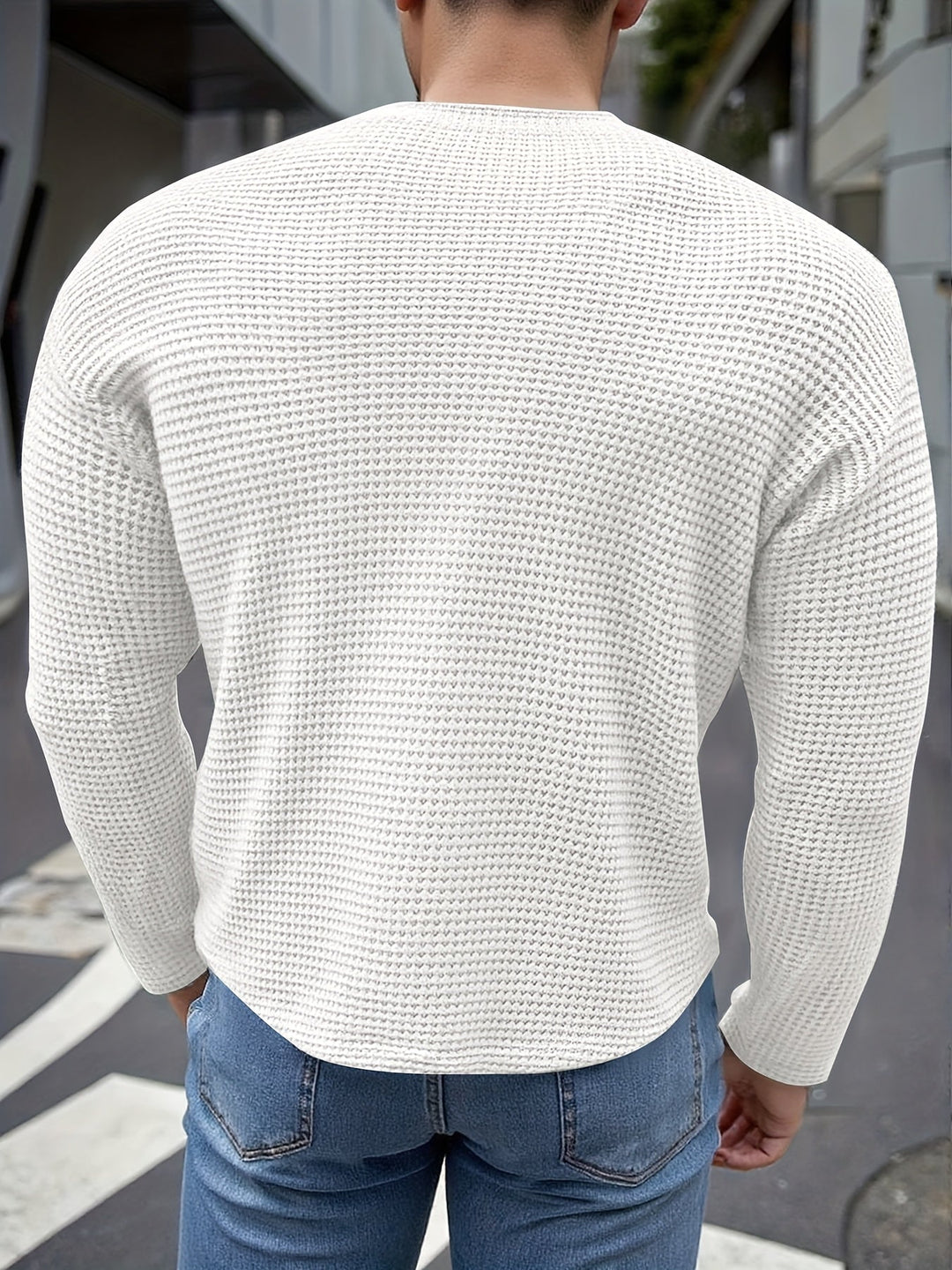 Men's Slim-Fit Waffle Knit Long Sleeve Top - photo 9