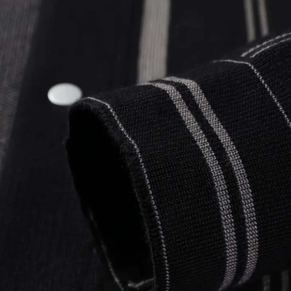 Men's Striped Button-Front Cardigan with Side Pockets