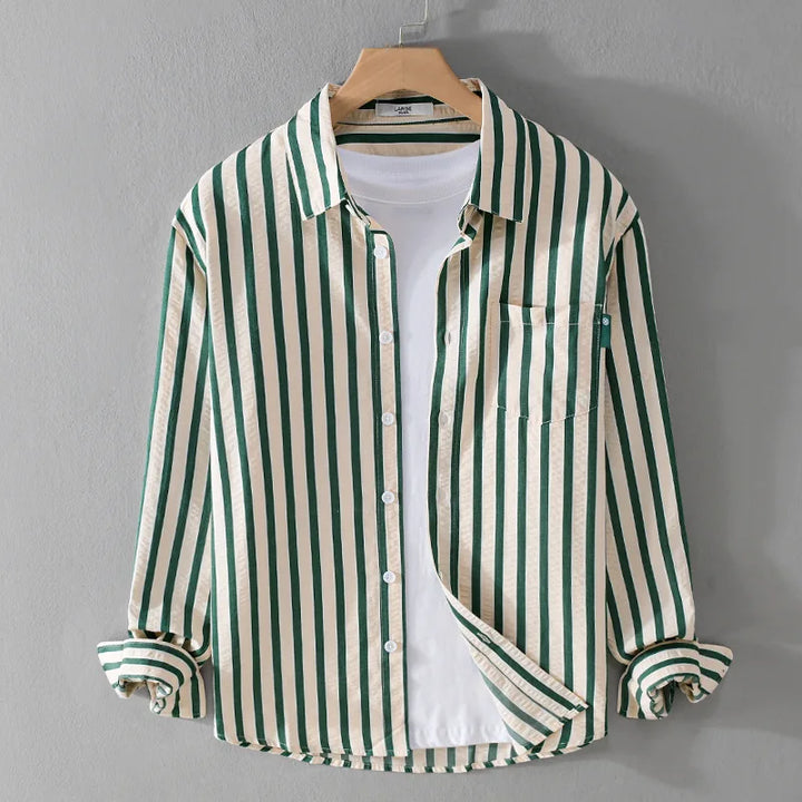 Bruce - Men's Striped Long Sleeve Shirt with Spread Collar