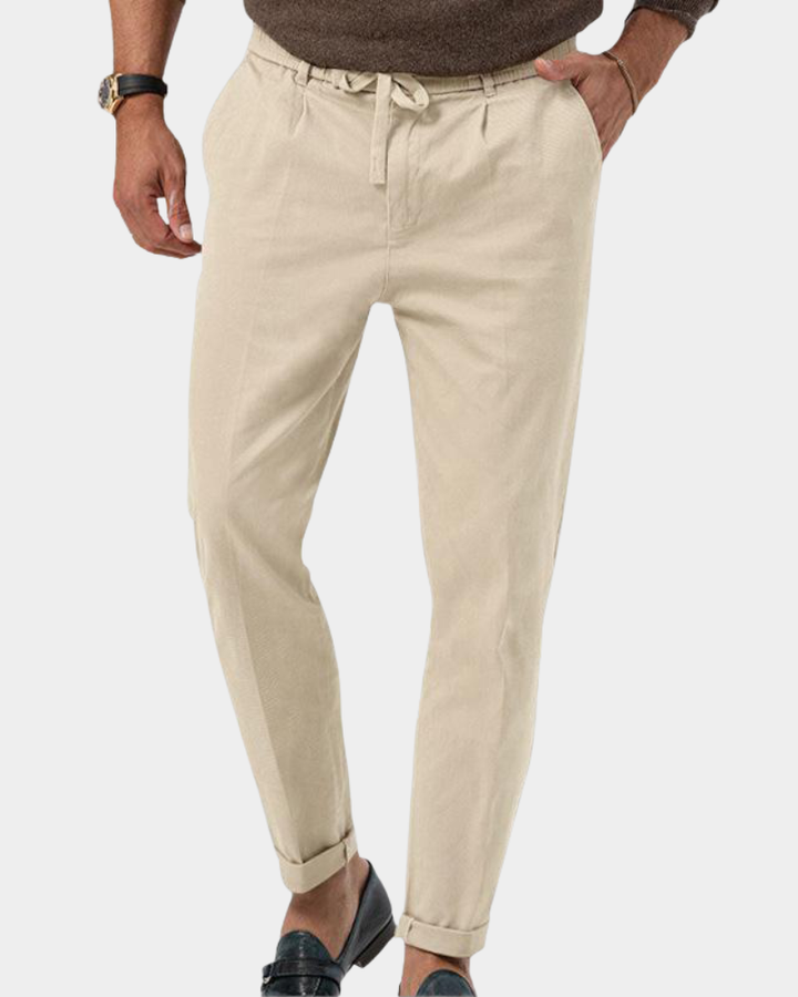 Men's Tapered Pleated Trousers with Drawstring Waist - photo 1