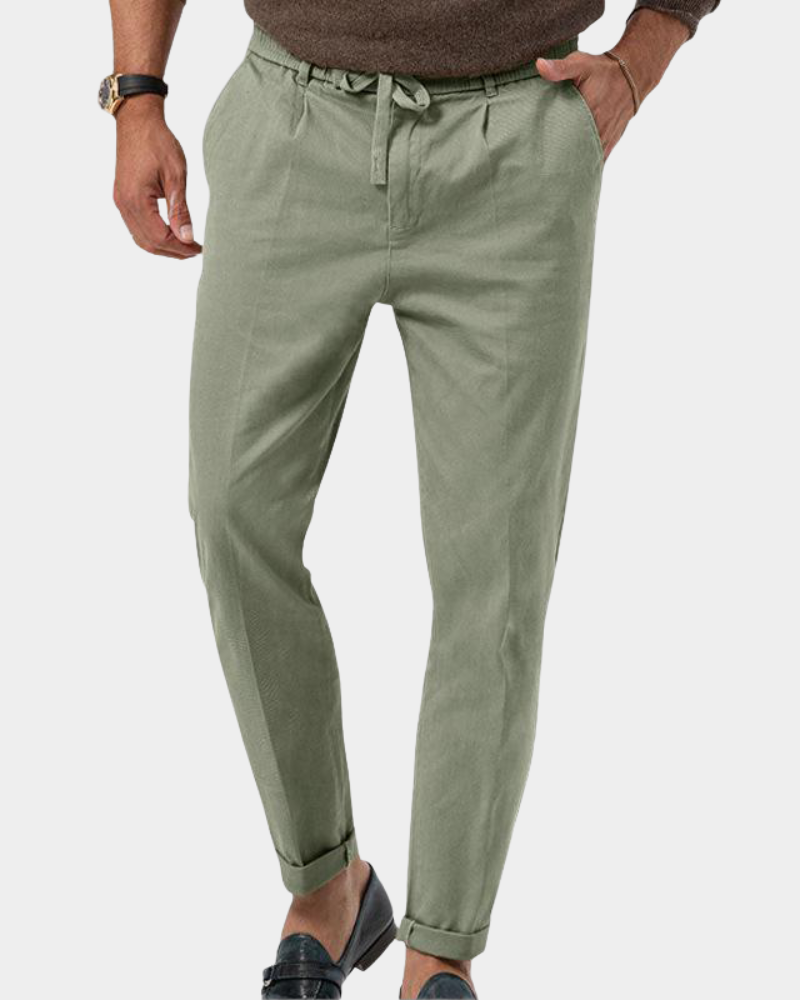 Men's Tapered Pleated Trousers with Drawstring Waist - photo 2