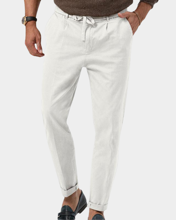 Men's Tapered Pleated Trousers with Drawstring Waist - photo 3
