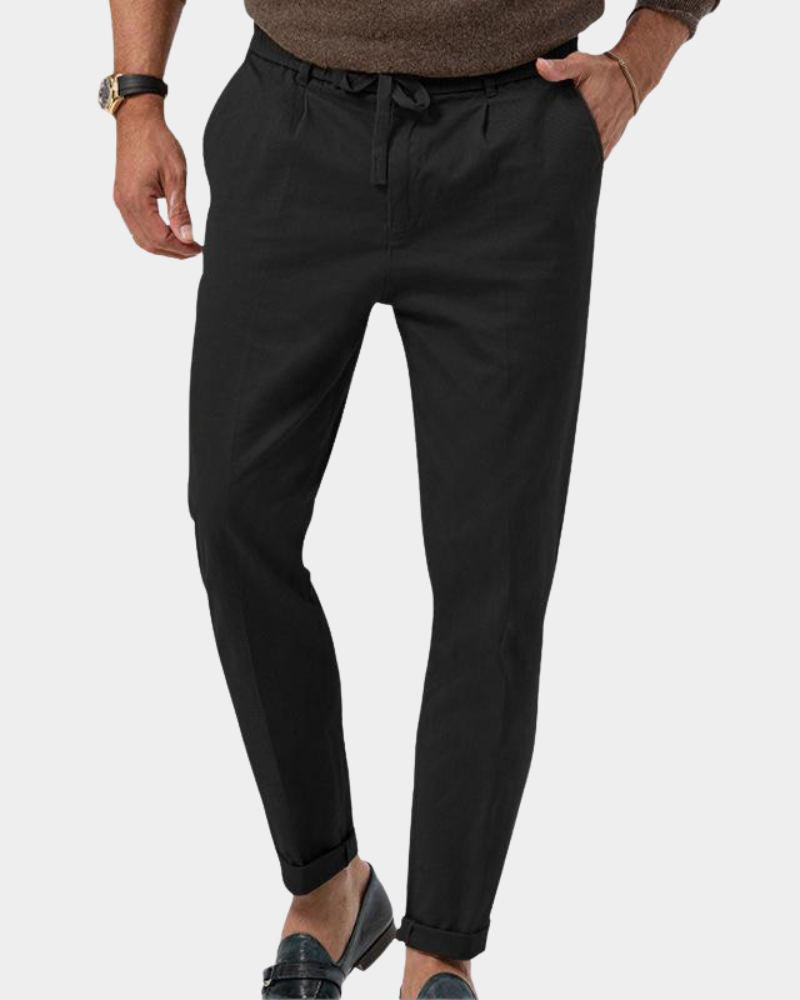 Men's Tapered Pleated Trousers with Drawstring Waist - photo 4