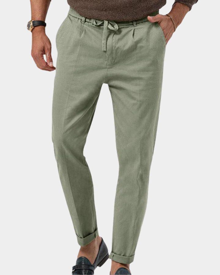 Men's Tapered Pleated Trousers with Drawstring Waist - photo 8