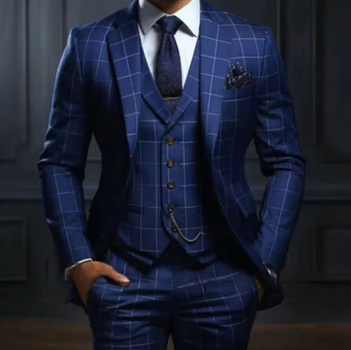 Men’s Windowpane Three-Piece Suit Set - photo 1