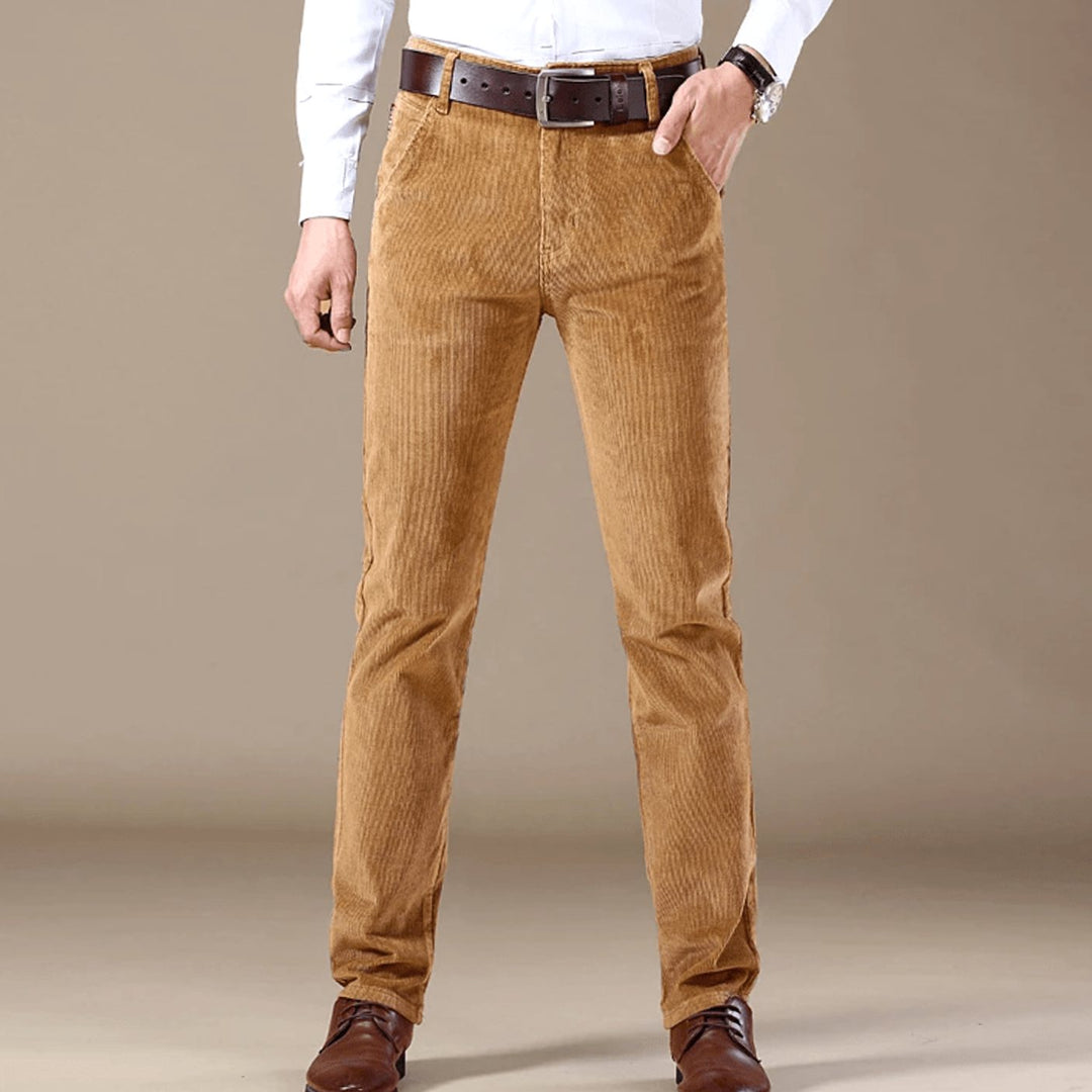 Men's Corduroy Trousers with Slim Fit and Straight Leg